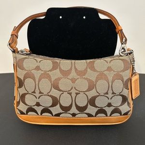 Coach Shoulder Bag Tan leather and canvas handbag authentic purse